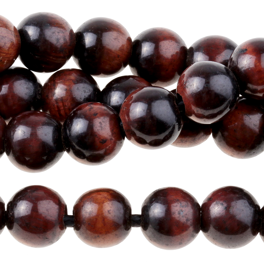 hole Red Tiger Eye 8mm round dark red | Gemstone Beads