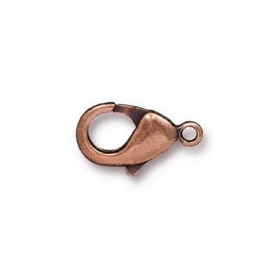9 x 15mm Brass Lobster Claw Clasp - Antique Copper Finish - 12 Pack | TierraCast Jewelry Clasps | Findings