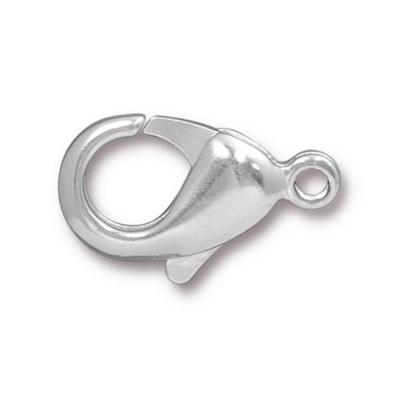 13 x 23mm Brass Lobster Claw Clasp - Silver Finish - 12 Pack | TierraCast Jewelry Clasps | Findings