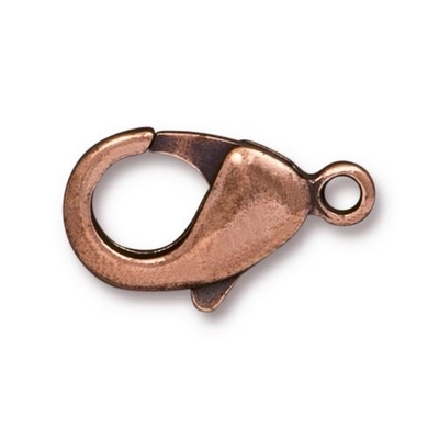 13 x 23mm Brass Lobster Claw Clasp - Antique Copper Finish - 12 Pack | TierraCast Jewelry Clasps | Findings
