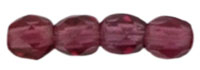 Czech Pressed Glass 3mm Faceted Round Bead - Fuchsia - Transparent Finish