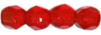 Czech Pressed Glass 3mm Faceted Round Bead - Siam Ruby - Transparent Finish
