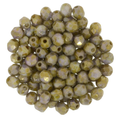 Czech Pressed Glass 3mm Faceted Round Bead - Gold Smoky Topaz - Opaque Luster Finish