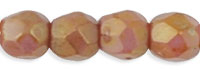 Czech Pressed Glass 3mm Faceted Round Bead - Opaque Rose Gold Topaz - Opaque Luster Finish