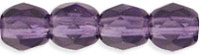 Czech Pressed Glass 4mm Faceted Round Bead - Tanzanite Purple - Transparent Finish