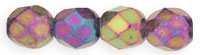 Czech Pressed Glass 4mm faceted round Iris Purple opaque iridescent | Czech Pressed Glass