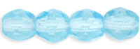 Czech Pressed Glass 4mm faceted round Aquamarine transparent | Czech Pressed Glass