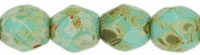 Czech Pressed Glass 4mm faceted round Turquoise opaque picasso | Czech Pressed Glass