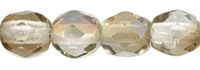 Czech Pressed Glass 4mm Faceted Round Bead - Twilight Crystal - Transparent Luster Finish