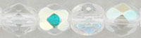 Czech Pressed Glass 4mm Faceted Round Bead - Crystal AB - Transparent Iridescent Finish