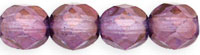 Czech Pressed Glass 6mm faceted round Amethyst transparent luster | Czech Pressed Glass