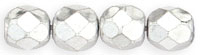 Czech Pressed Glass 6mm faceted round Silver metallic | Czech Pressed Glass