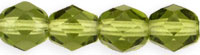 Czech Pressed Glass 6mm faceted round Olivine transparent | Czech Pressed Glass