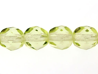 Czech Pressed Glass 6mm Faceted Round Bead - Jonquil Yellow - Transparent Finish