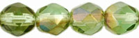Czech Pressed Glass 6mm faceted round Chrysolite Celsian transparent luster | Czech Pressed Glass