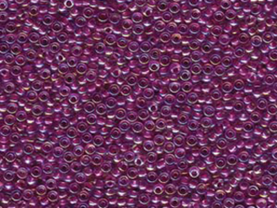 Japanese Miyuki Glass Seed Bead Size 11 - Crystal AB with Raspberry - Color Lined Iridescent Finish