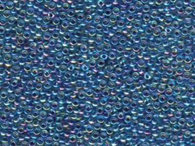 Japanese Miyuki Glass Seed Bead Size 11 - Aqua AB with Blue - Color Lined Iridescent Finish