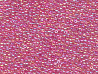 Japanese Miyuki Glass Seed Bead Size 11 - Crystal AB with Fuchsia - Color Lined Iridescent Finish