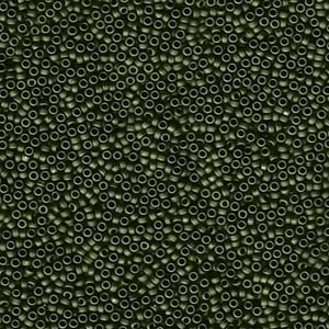 Japanese Miyuki Glass Seed Bead Size 15 - Olive Green - Metallic Matte Finish