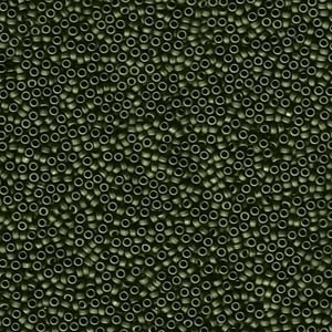 Japanese Miyuki Glass Seed Bead Size 15 - Olive Green - Metallic Matte Finish