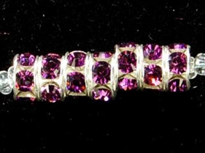 Swarovski Crystal 6mm Rhinestone Rondell Bead 1775 - Amethyst - Dark Purple - Nickel-free Silver Finish