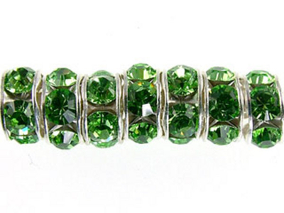 Swarovski Crystal 6mm Rhinestone Rondell Bead 1775 - Peridot - Light Green - Nickel-free Silver Finish
