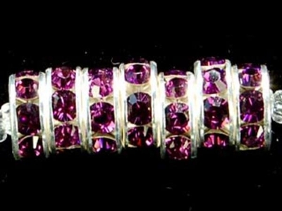 Swarovski Crystal 8mm Rhinestone Rondell Bead 1775 - Amethyst - Dark Purple - Nickel-free Silver Finish
