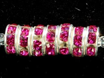 Swarovski Crystal 8mm Rhinestone Rondell Bead 1775 - Fuchsia - Dark Pink - Nickel-free Silver Finish