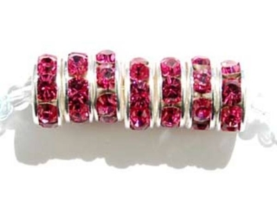 Swarovski Crystal 8mm Rhinestone Rondell Bead 1775 - Rose - Pink - Nickel-free Silver Finish