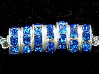 Swarovski Crystal 8mm Rhinestone Rondell Bead 1775 - Sapphire - Blue - Nickel-free Silver Finish