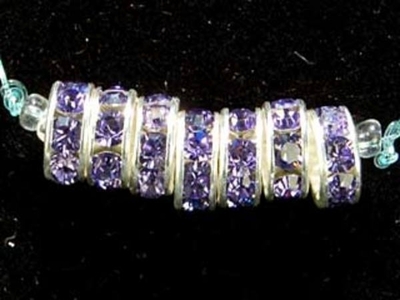 Swarovski Crystal 8mm Rhinestone Rondell Bead 1775 - Tanzanite - Bluish Purple - Nickel-free Silver Finish