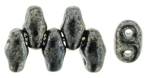Hematite Metallic MiniDuos | Czech 2 x 4mm 2 Hole Glass MiniDuo Seed Beads