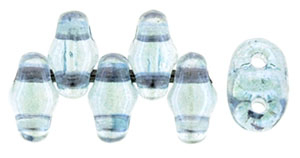 Blue Transparent Luster MiniDuos | Czech 2 x 4mm 2 Hole Glass MiniDuo Seed Beads