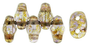 Gold Smoke Topaz Transparent Luster MiniDuos | Czech 2 x 4mm 2 Hole Glass MiniDuo Seed Beads