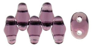 Medium Amethyst Transparent MiniDuos | Czech 2 x 4mm 2 Hole Glass MiniDuo Seed Beads
