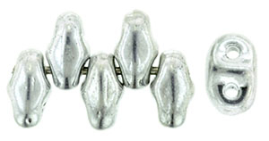 Silver Metallic MiniDuos | Czech 2 x 4mm 2 Hole Glass MiniDuo Seed Beads