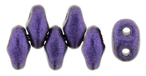 Purple Metallic Suede MiniDuos | Czech 2 x 4mm 2 Hole Glass MiniDuo Seed Beads