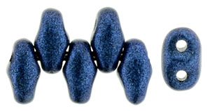 Blue Metallic Suede MiniDuos | Czech 2 x 4mm 2 Hole Glass MiniDuo Seed Beads