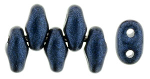 Dark Blue Metallic Suede MiniDuos | Czech 2 x 4mm 2 Hole Glass MiniDuo Seed Beads