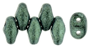 Light Green Metallic Suede MiniDuos | Czech 2 x 4mm 2 Hole Glass MiniDuo Seed Beads