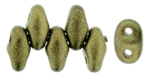 Gold Metallic Suede MiniDuos | Czech 2 x 4mm 2 Hole Glass MiniDuo Seed Beads