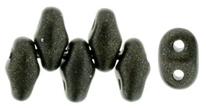 Dark Green Metallic Suede MiniDuos | Czech 2 x 4mm 2 Hole Glass MiniDuo Seed Beads
