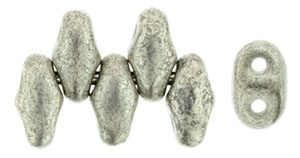 Antique Silver Metallic MiniDuos | Czech 2 x 4mm 2 Hole Glass MiniDuo Seed Beads