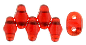 Siam Ruby Transparent MiniDuos | Czech 2 x 4mm 2 Hole Glass MiniDuo Seed Beads