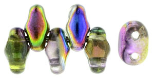 Magic Orchid Transparent Iridescent MiniDuos | Czech 2 x 4mm 2 Hole Glass MiniDuo Seed Beads