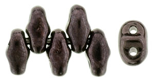 Amethyst Metallic MiniDuos | Czech 2 x 4mm 2 Hole Glass MiniDuo Seed Beads