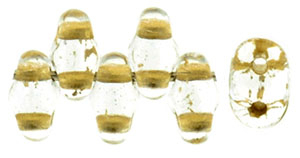 Crystal Gold Lined Transparent MiniDuos | Czech 2 x 4mm 2 Hole Glass MiniDuo Seed Beads