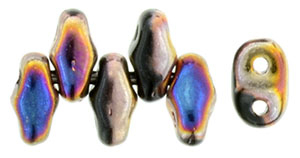 Jet with Artemis Sliperit Opaque Iridescent MiniDuos | Czech 2 x 4mm 2 Hole Glass MiniDuo Seed Beads