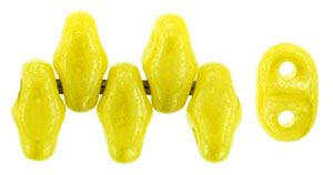 Yellow Opaque Luster MiniDuos | Czech 2 x 4mm 2 Hole Glass MiniDuo Seed Beads