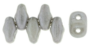 Gray Opaque Luster MiniDuos | Czech 2 x 4mm 2 Hole Glass MiniDuo Seed Beads